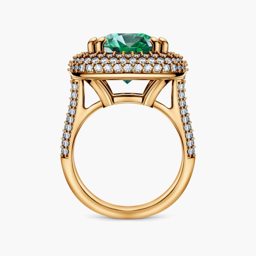 Pierścionek Savicki: złoty, szmaragd, diamenty